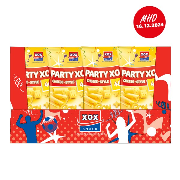 XOX Party XOXys Cheese-Style 400g Karton - MHD 16.12.2024