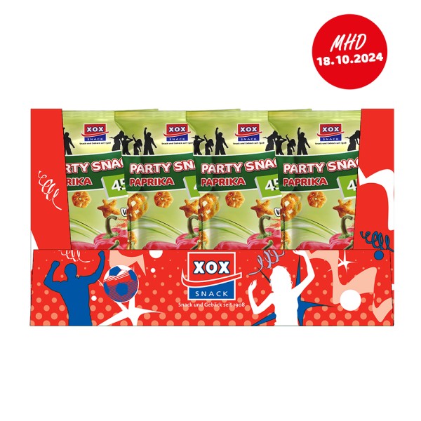 XOX Party Snacks Paprika 450g Karton - MHD 18.10.2024